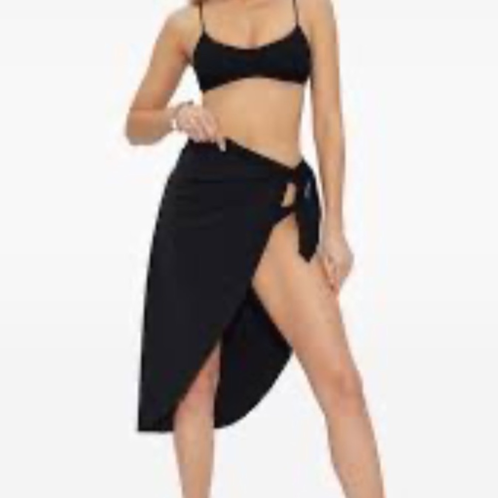 Black Beach Midi Wrap Skirt.
